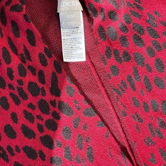 Chicos S/M leopard print Ruana wrap.  Red - Picture 10 of 12
